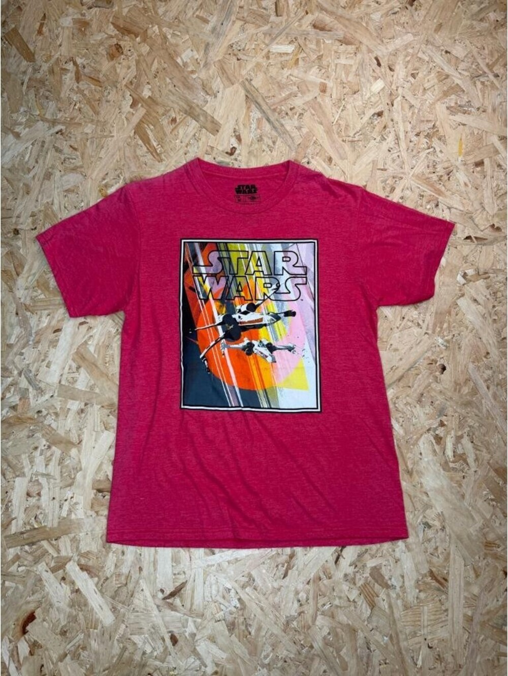 Star Wars X-Wing Fighter Graphic T-Shirt Mens Medium Red Heather Short Sleeve